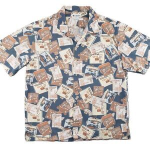 Vintage Columbia Sportswear AOP Tiki Print Shirt Mens Large Tropical Hawaiian‎